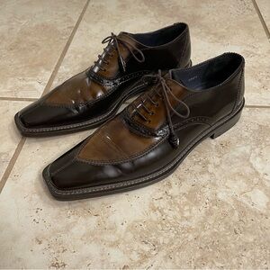 Mezlan Men’s Leather Lace Up Square Toe Dress Shoes Dark Brown Oxford